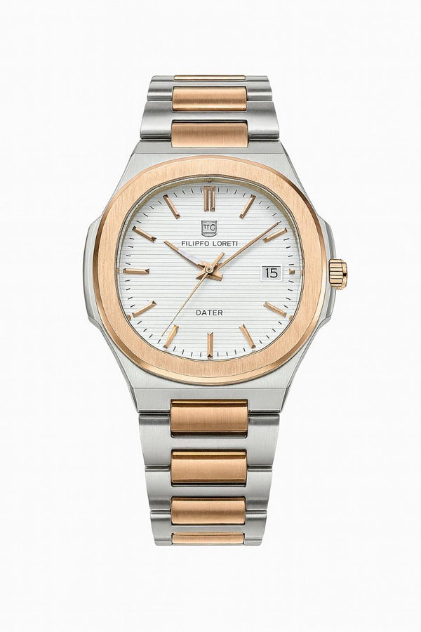 Filippo Loreti Dater — Two-Tone Rose Gold & Silver : FLD-TT-RS-11