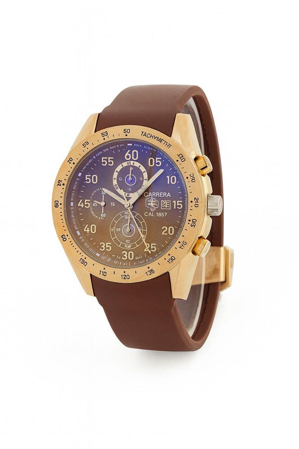 Carrera-Style Sport Chronograph — Gold & Brown : CSC-GB-03