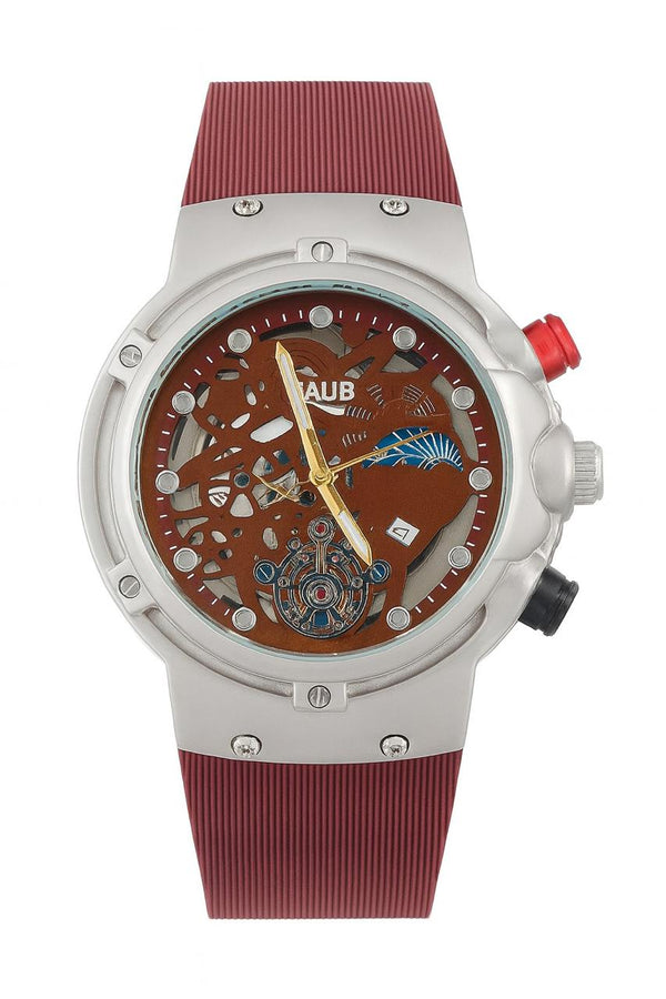 AUB Skeleton Sport Chronograph Watch  — Red Strap Edition : ASSC-RS-21