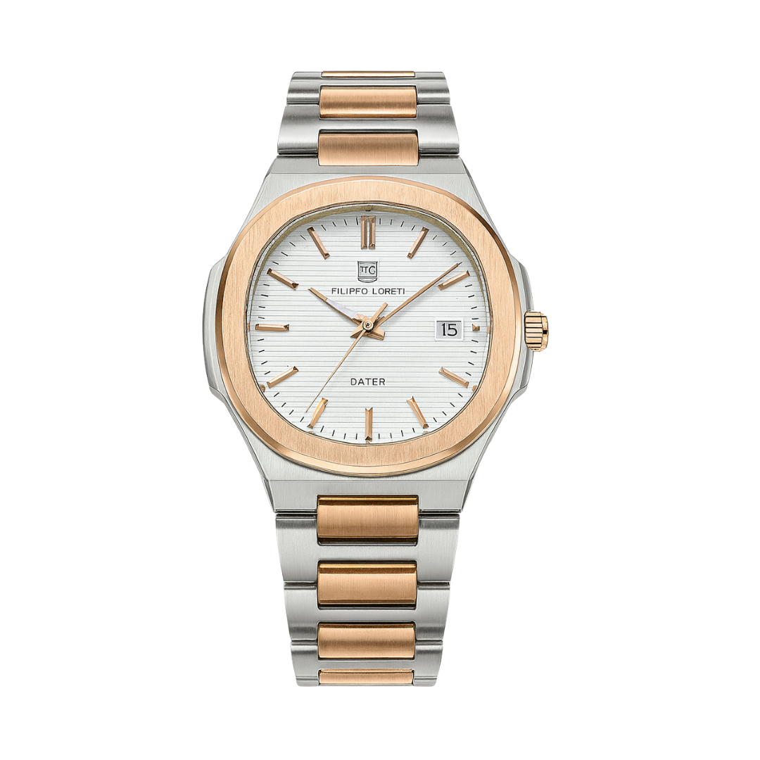 Filippo Loreti Dater — Two-Tone Rose Gold & Silver : FLD-TT-RS-11