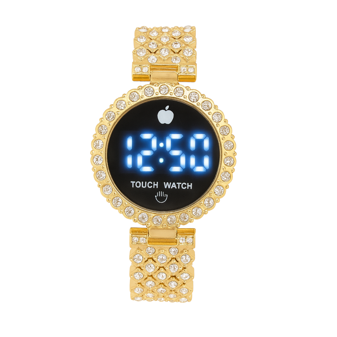 Glam Luxe Touch LED Watch — Gold Crystal Edition: GLT-LED-GC-04