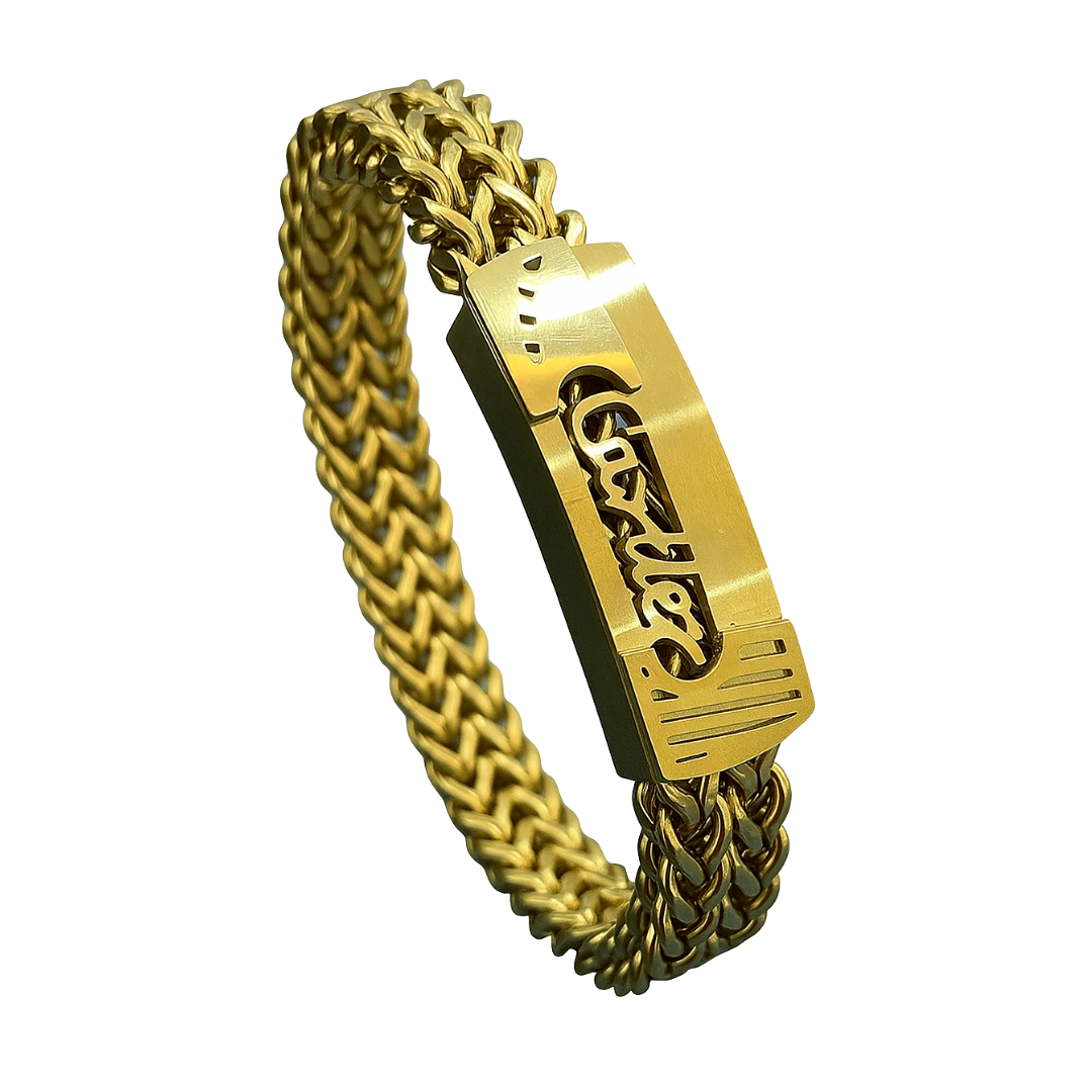 Luxe Arabic Nameplate Bracelet — Gold Plated Chain : LANB-GP-17