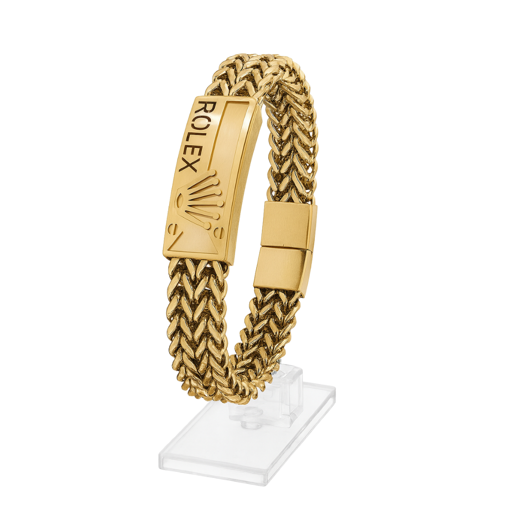 Rolex Logo Braided Chain Bracelet — Gold Plated : RLBCB-GP-18