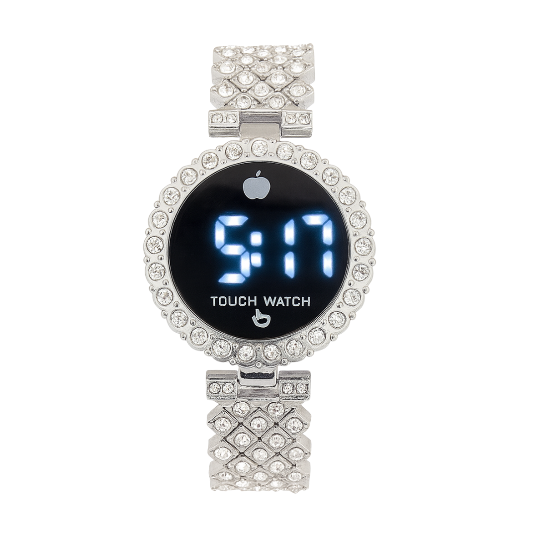 Glam Luxe Touch LED Watch — Silver Crystal Edition : GLT-LED-SC-05