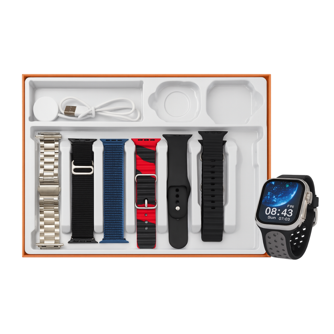 Premium Multi-Band Smartwatch Kit — 6 Straps & Charging Dock Code: PMBSK-16